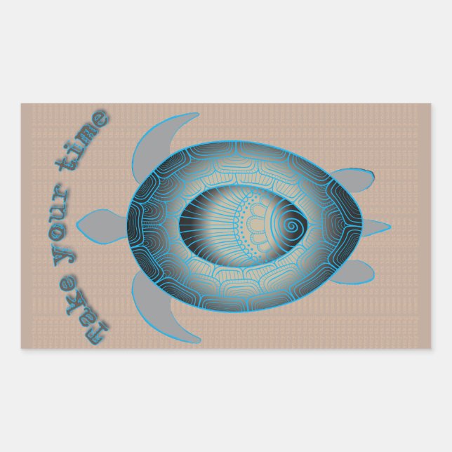 Sticker Rectangulaire Prenez votre temps Turtle motivation citation (Devant)