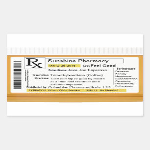 Sticker Rectangulaire Prescription pour le café