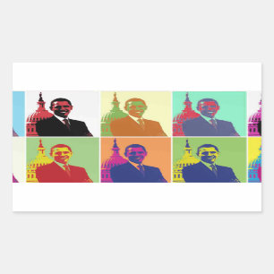 Sticker Rectangulaire Président Obama Pop Art