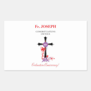 Sticker Rectangulaire Priest 60ème anniversaire de l'ordination Croix no