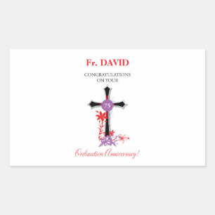 Sticker Rectangulaire Priest 75ème anniversaire de l'ordination Croix no