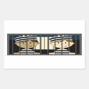 Sticker Rectangulaire Prisonniers de bande dessinée en cellule de priso
