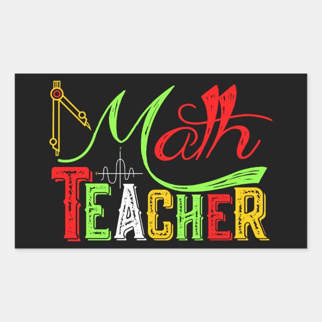 Sticker Rectangulaire Professeur De Maths De Retour À L'École (Devant)