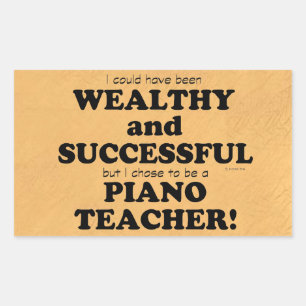 Sticker Rectangulaire Professeur de piano riche et succès Sti rectangula