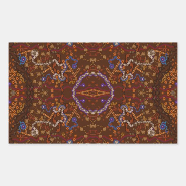 Sticker Rectangulaire Promenade aborigène australienne avec traces anima (Devant)