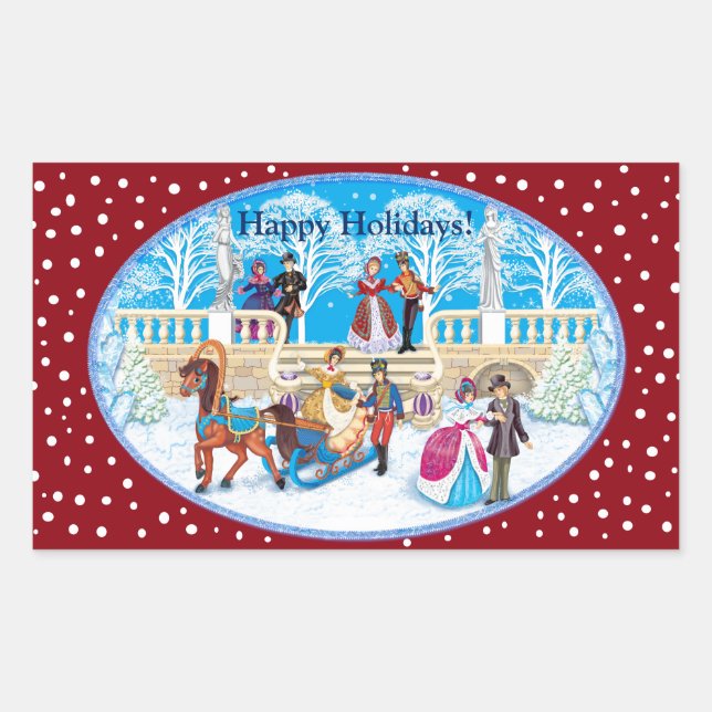 Sticker Rectangulaire Promenade hivernale (Devant)
