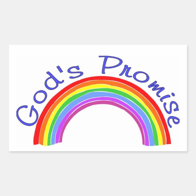 Sticker Rectangulaire Promesse de Dieu avec arc-en-ciel chrétien (Devant)