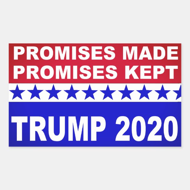 Sticker Rectangulaire Promesses de Trump 2020 tenues populaires (Devant)