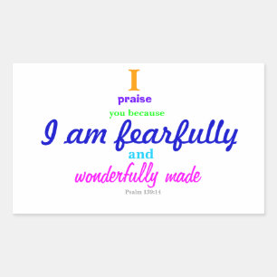 Sticker Rectangulaire Psaume 139:14 (Sticker)