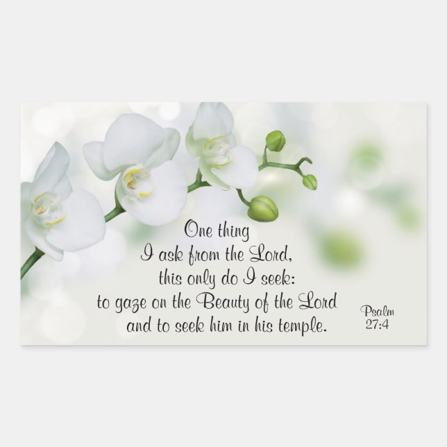 Sticker Rectangulaire Psaume 27:4 Une chose que je demande au Seigneur,  (Devant)