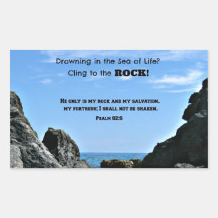 Sticker Rectangulaire Psaume 62:6 Il est seulement mon rocher....