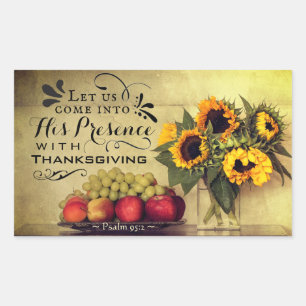 Sticker Rectangulaire Psaume 95:2 En sa présence avec Thanksgiving