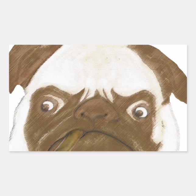Sticker Rectangulaire Puggy Grumpy personnalisée avec Cigar (Devant)