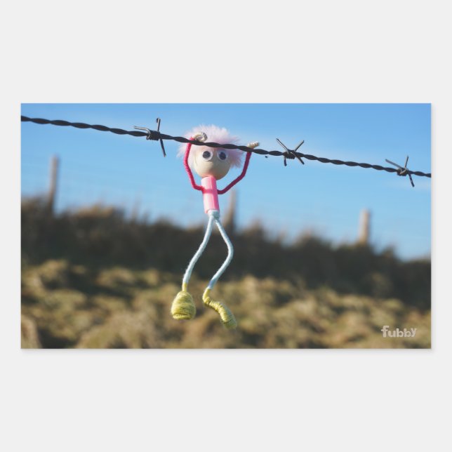 Sticker Rectangulaire Puissance du patser Fubby sur le fil barbelé. (Devant)