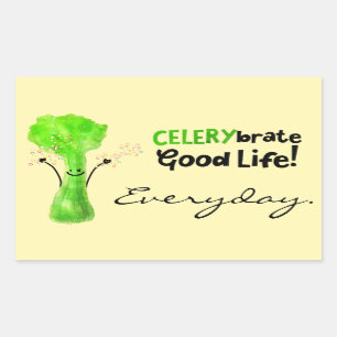 Sticker Rectangulaire Pun Celery Positif - Celerybrate Bonne vie