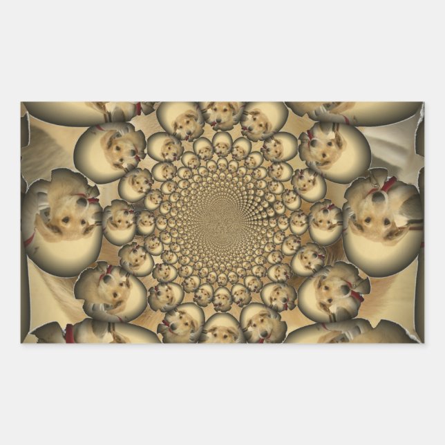 Sticker Rectangulaire Puppy Kaleidoscope Art Print (Devant)