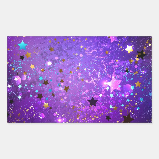 Sticker Rectangulaire Purple foil background with Stars (Devant)