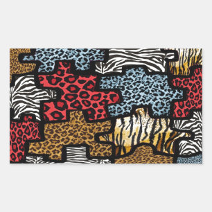Sticker Rectangulaire Puzzle Rockabilly Impression Animale RAB