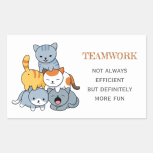 Sticker Rectangulaire Pyramide des chats - Groupe de chats, Citation de 