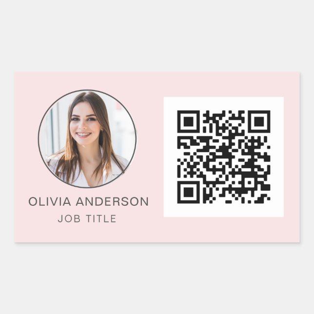 Sticker Rectangulaire QR Code Professional Photo Blush Pink (Devant)