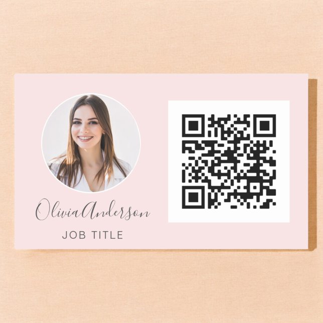 Sticker Rectangulaire QR Code Professional Photo Blush Rose Gold Re (Créateur téléchargé)