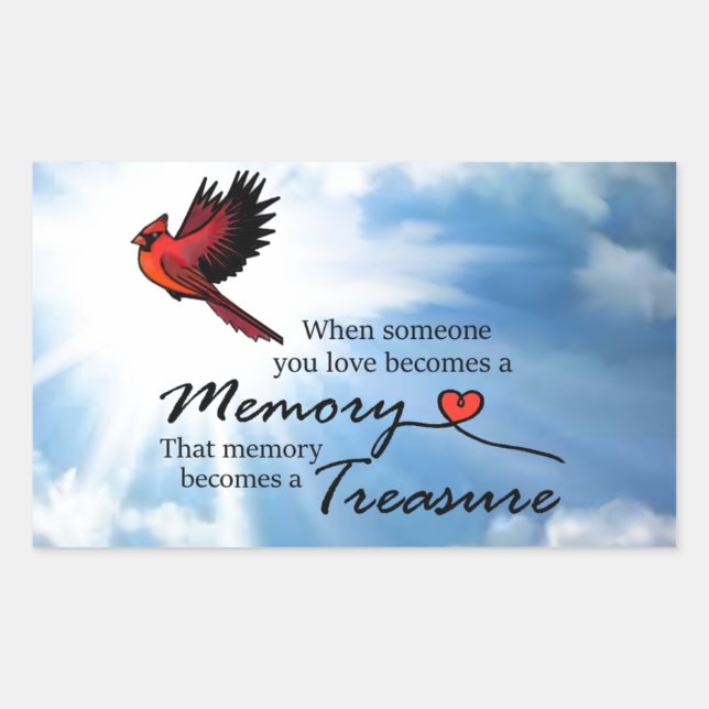 Sticker Rectangulaire Quand quelqu'un que vous aimez, Cardinal (Devant)