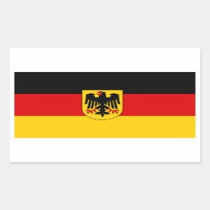 Sticker Rectangulaire QUATRE Allemagne tricolore avec le manteau des