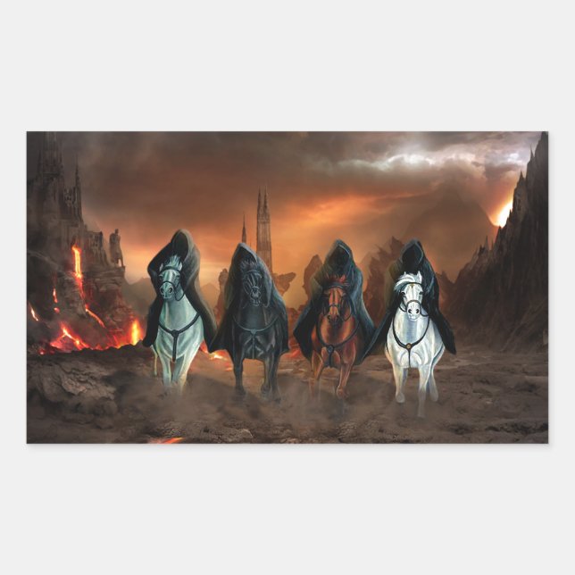 Sticker Rectangulaire Quatre Chevaliers De L'Apocalypse (Devant)