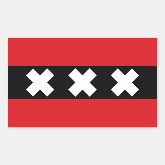 Sticker Rectangulaire QUATRE Drapeau d'Amsterdam (Devant)