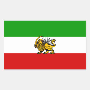 Sticker Rectangulaire QUATRE Drapeau Lion et Soleil Iran