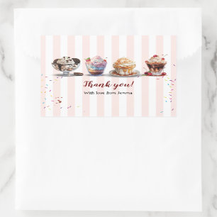 Sticker Rectangulaire Quatre Faites votre propre crème glacée dimanche A