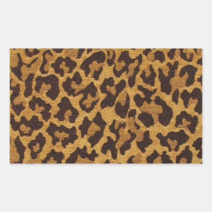 Sticker Rectangulaire RAB Rockabilly Imprimé Léopard Marron Or