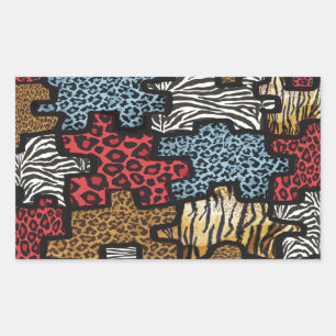 Sticker Rectangulaire RAB Rockabilly Leopard Zebra Puzzle Imprimer Cadea
