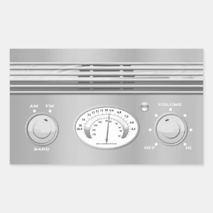 Sticker Rectangulaire Radio Vintage Chrome