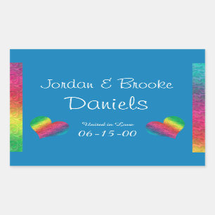 Sticker Rectangulaire [Rainbow Crinkle Mariage] Heart Butterfly Blue