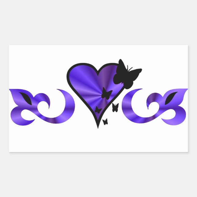 Sticker Rectangulaire Rainbow Lily Heart et Butterfly (Devant)