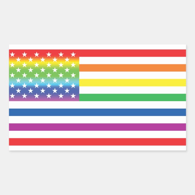 Sticker Rectangulaire Rainbow US Flag LGBT Pride (Devant)