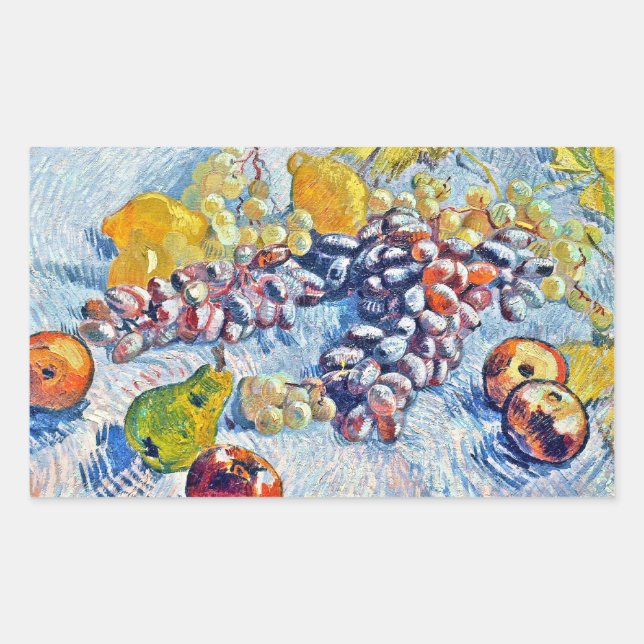 Sticker Rectangulaire Raisins, citrons, poires et pommes Vincent van Gog (Devant)