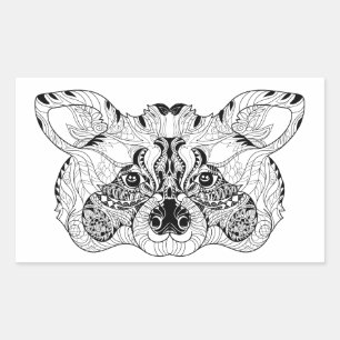 Sticker Rectangulaire Raton laveur inspiré