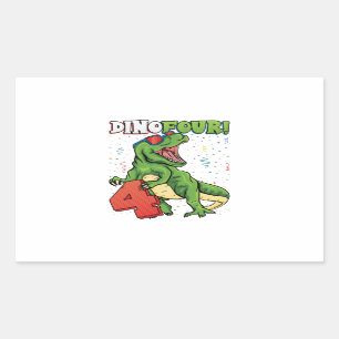 Sticker Rectangulaire Rawr Je suis un Dinofour 4e anniversaire Dinosaur 