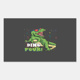 Sticker Rectangulaire Rawr Je suis un Dinofour 4e anniversaire Dinosaur