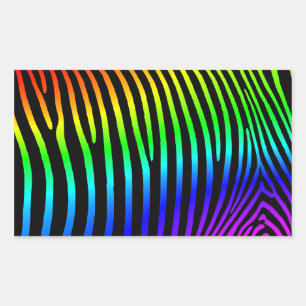 Sticker Rectangulaire Rayures de zèbre arc-en-ciel
