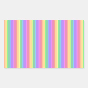 Sticker Rectangulaire Rayures en pastel d'arc-en-ciel