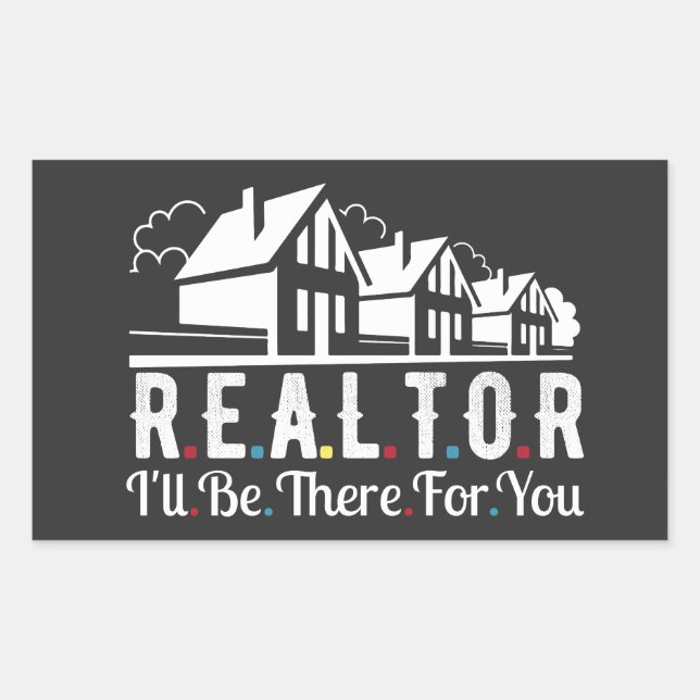 Sticker Rectangulaire Realtor là pour votre maison (Devant)