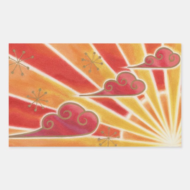 Sticker Rectangulaire Rectangle de l'autocollant du coucher de soleil (Devant)