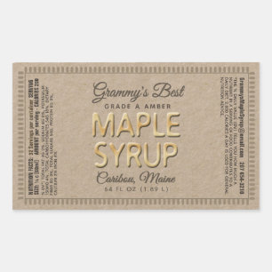 Sticker Rectangulaire Rectangle de sirop d'érable Kraft avec valeur nutr