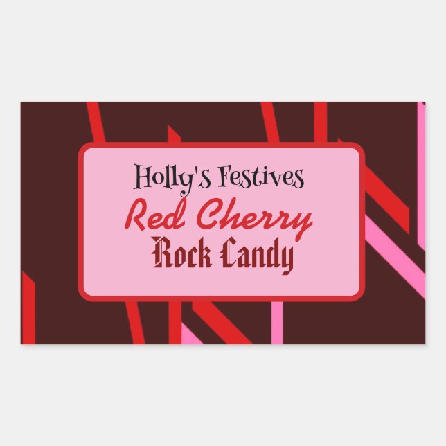 Sticker Rectangulaire Red cherry rock candy label (Devant)