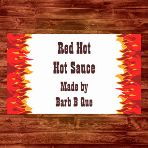 Sticker Rectangulaire Red Flames Custom Jar ou Hot Sauce