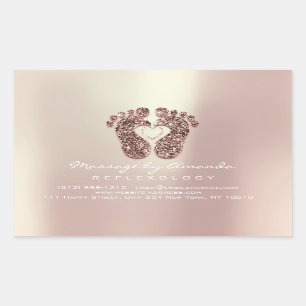 Sticker Rectangulaire Réflexologie Massage Thérapie Pieds Cuivre Blanc R