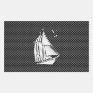 Sticker Rectangulaire Regatta Sailboat on Carbon Fiber Style